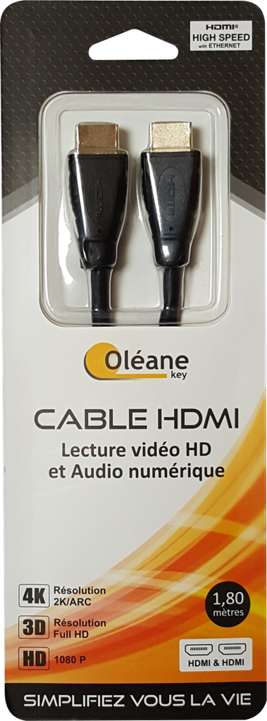 OLEANE Key Cable HDMI 1.4 male/m?le 1.80m - Digital/Display/Video
